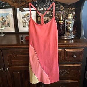 Anthropologie Pink and Yellow Colorblock Dress